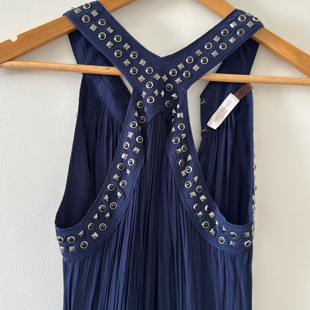 Ramy Brook Studded Autumn Navy Midi Dress XS Wedding Guest Coquette Girl - Picture 4 of 6